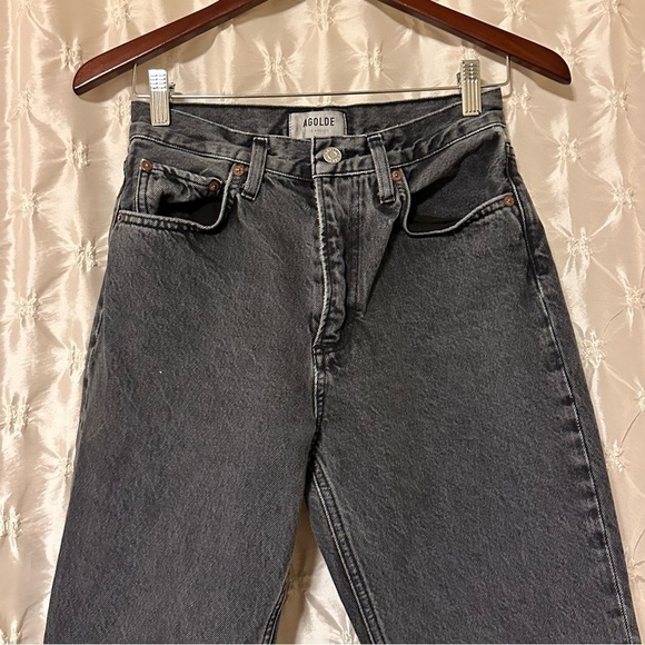 AGOLDE High Rise Vintage Boot Jeans Percolate Dark Grey Distressed Black - Picture 4 of 16